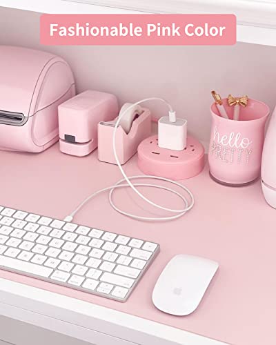 10 ft Long Extension Cord Power Strip with USB, NTONPOWER Pink Charging Station with 3 Outlet and 2 USB, Travel Power Strip Flat Plug, Wall Mount for Home Office Dorm Room and Cruise Ship, ETL Listed — view 2