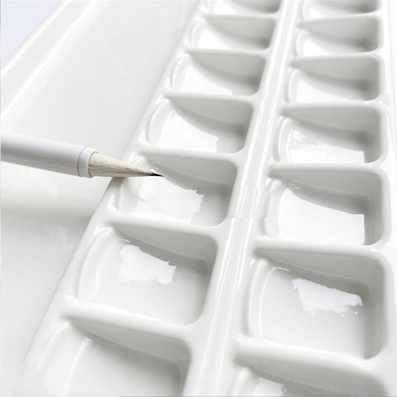 Tavolozza Pittura Acquerello In Ceramica Bianca - Griglie Multiple 20 Celle Facile Da Pulire Per Artisti - Foto 5