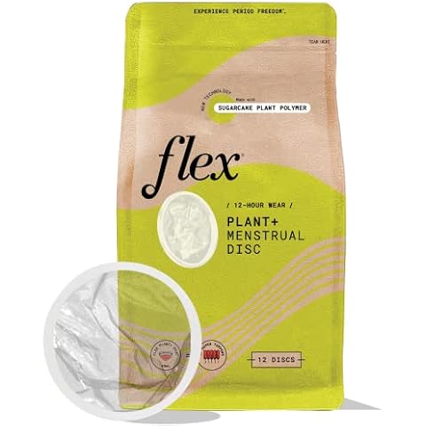 Flex Plant Plus Disc | Plant-Based Disposable Period Discs | Tampon and Cup Alternative | Capacity of 5 Super Tampons | Menstrual Disc Made with Sustainable Medical-Grade Plant Polymers | 12 Count Cover