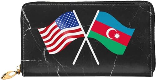 American And Azerbaijan Flag Wallet Card Bag
