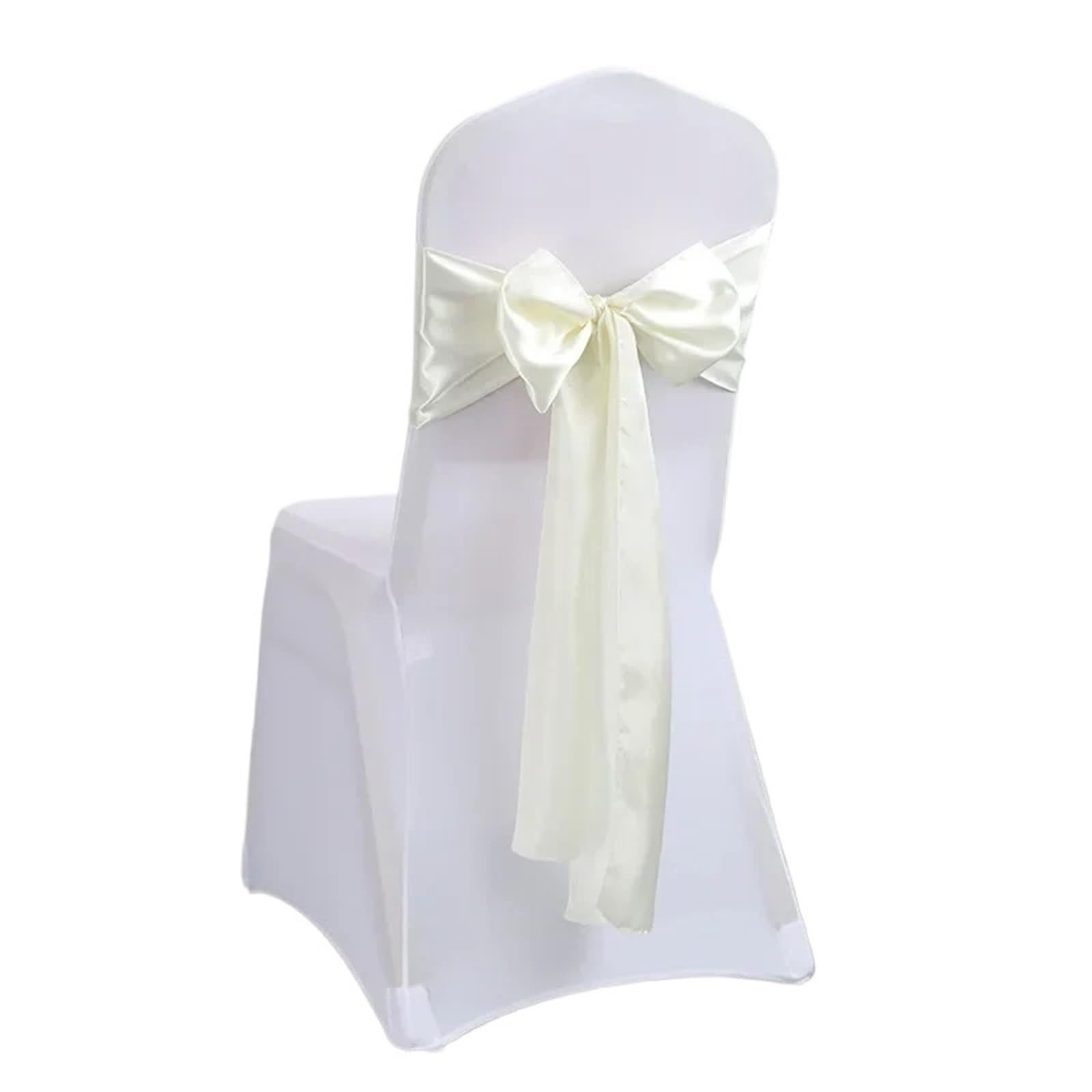 RRYPBOVG Chair Ribbon 10/50pcs Satin Chair Sash Bows Cover Ribbons For Wedding Banquet Party Event Graduation Ceremony Decoration(Ivory,50pcs)