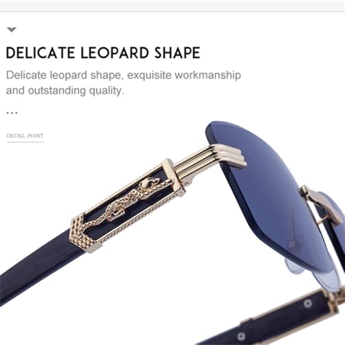 Rectangle Rimless Sunglasses For Men Women Frameless Vintage Leopard Frame Eyewear Shades4