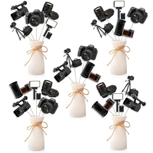 SHADOAMP Photographer Birthday Party Decorations Centerpiece Sticks - 24PCS Double-Sided