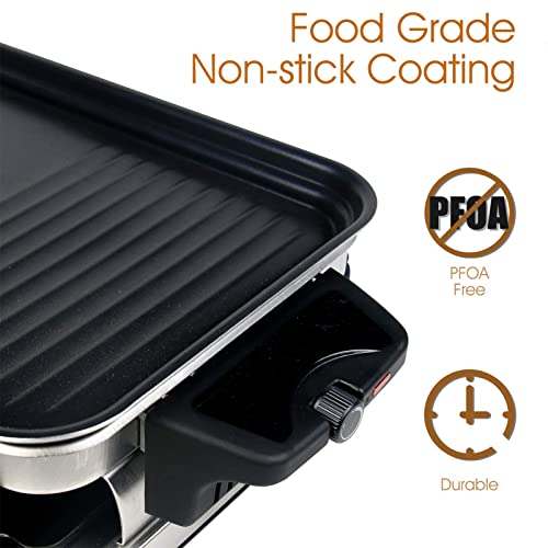 HengBo Raclette Grill für 6 8 4 Personen mit 2 Groß Antihaftbeschichteten Raclette Pfannen,1 Raclettepfännchen, 1300W… – Bild 3