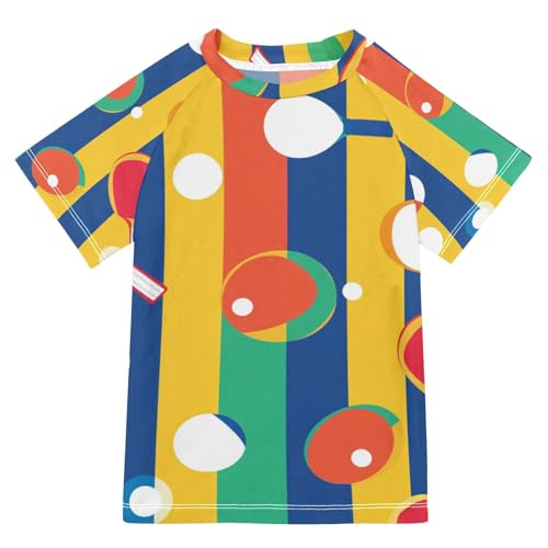 Boys Swing Shirts Tennis Bat Sport Stripe Rashguard Short Sleeve Kids T-Shirts Sun UPF 50+ - Main Image