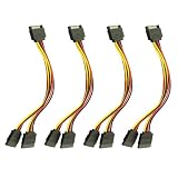 YTgilo 4PCS Sata 1 in 2 Hard Disk Drive Power Cable with Clip Copper 20CM Long 15P Male to 2 Female Power Splitter Cable Female Straight Shrapnel for Computer Host Adapter Cable