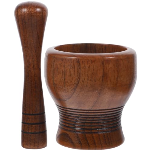 Mortero y mano de madera portátil para picar ajo de forma fácil