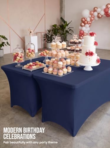 Image of Utopia Kitchen 6Ft 10 Pack, Navy Blue Tablecloth for Rectangle Tables - Fitted Table Cloth Washable & Wrinkle Resistant Bulk Event Hospitality Wedding Banquet Corporate Functions Use