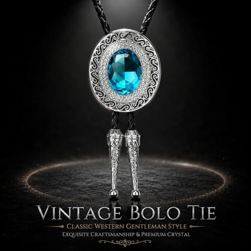 Image of Western Bolo Tie Cowboy Bolo Ties Rhinestone Necklace Bola Tie for Men Women