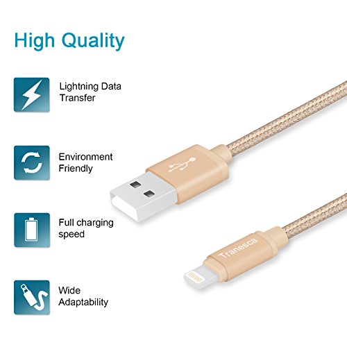 Tranesca Compatible Dual Usb Wall Charger With 6Ft Mfi Lighting Charging Cable For Iphone X,Iphone 8/8 Plus/Iphone 7/7 Plus/Iphone 6/Ipad/Ipad Pro And More (Gold) #TOP2