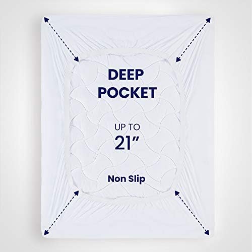 SLEEP ZONE Premium Mattress Pad Cover Cooling Overfilled Fluffy Soft Topper Zone Design Upto 21 inch Deep Pocket with Athletic Grade Elastic Skirt, White, Full