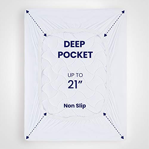 SLEEP ZONE Cooling Queen Mattress Topper, Premium Zoned Cool Mattress Pad Cover, Padded Mattress Protector Breathable Washable, Deep Pocket 8-21" (White, Queen)