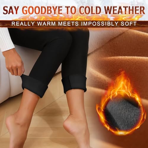NEW YOUNG 3 Pack Fleece Lined Leggings with Pockets for Women,High Waisted Thermal Warm Winter Yoga Pants2