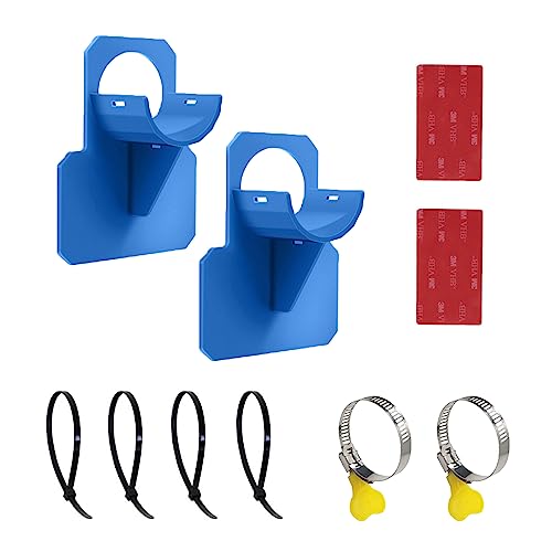 Zueyen 2 soportes para manguera de piscina, protección contra torceduras de plástico, accesorios con abrazadera de manguera de acero inoxidable, para piscinas Intex con conexiones de 30-37 mm (azul)