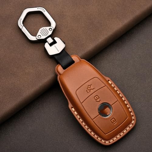 Llavero del coche de cuero genuino para llaves Benz W210 Cla 6