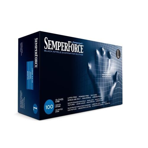 SempermedBKNF104, SemperForce Black Nitrile Hand Gloves, 4 mil, Powder-Free, L, 100 per Box