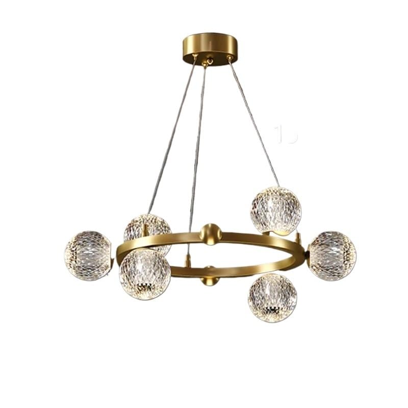 Lustre LED suspendu moderne doré à 6 têtes dimmable pour salon