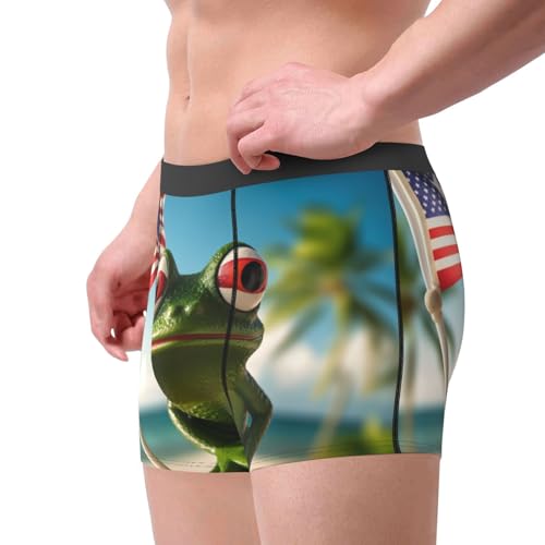 Puerto Rico Flag Frog Palm Trees print Mens Underwear Boxer Briefs Breathable Soft Moisture Wicking Fly Underwear4