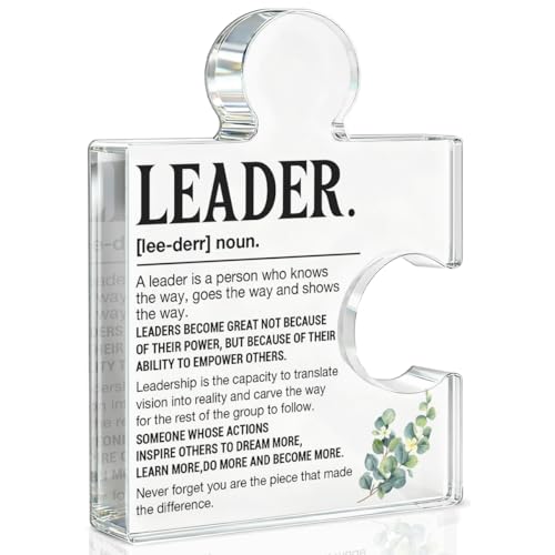 Leader Gifts for Women Men Leadership Gifts for Leaders Bosss Day Retirement Farewell Promotion Going Away Birthday Leader Definition Acrylic Puzzle Piece Plaque Office Decor
