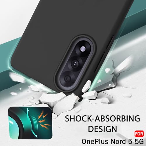 Image of TheGiftKart Liquid Silicone Back Cover Case for OnePlus Nord 5 5G | Soft Micro-Fibre Lining Inside | Camera & Screen Protection | Shockproof Back Cover Case for OnePlus Nord 5 5G (Silicone, Black)