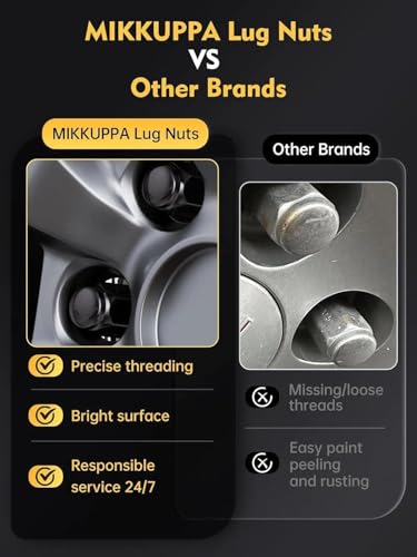 Image of MIKKUPPA M14x1.5 Lug Nuts - Replacement for Chevy Silverado 1500 Traverse Colorado Tahoe, GMC Sierra Savana Aftermarket Wheel, Black 4pcs Wide 23mm Closed End Bulge Acorn One-Piece Tire Lug Nut