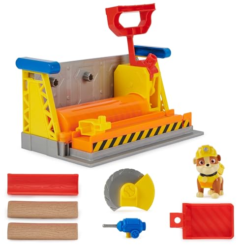 Rubble & Crew, Rubble’s Workshop Playset, Construction Toys with Kinetic Build-It Sand & Rubble Action Figure, Kids Toys for Boys & Girls Ages 3+