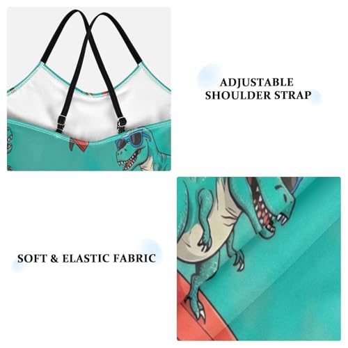 Swimsuit Toddler Girl, Summer Beach Apparel 3-10 Y, Cute Funny Dinosaurs Green3