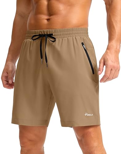 Image of Pudolla Men's Running Gym Shorts with Zipper Pockets 5 inch /7 inch / Lightweight Quick Dry Running Workout Athletic Short