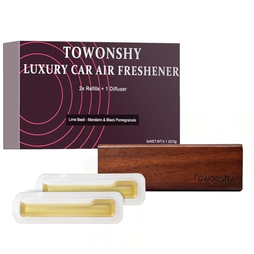 Towonshy Auto Duft Kompatibel mit Rituals Parfüm Elegante Holzhalterung Autoduft Herren Auto Lüftungsauslass Lufterfrischer 2PC Limette Basilikum Mandarine & Schwarzer Granatapfel Natürlicher Duft