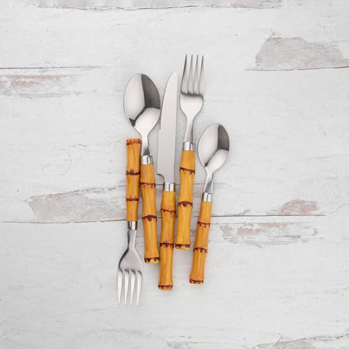 Cambridge Bamboo Plastic Handle 20-Piece Silverware Set for 4, Flatware by CAMBRIDGE - Image 5