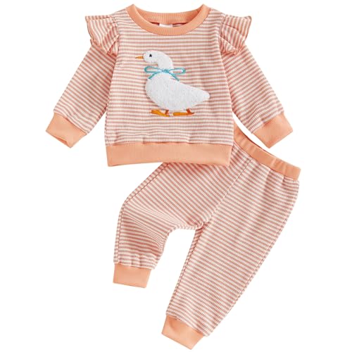 Mubineo Toddler Baby Girl Clothes Cute Ruffle Bowknot Outfits Long Sleeve Sweatshirt Tops Floral Pant Fall Winter Outfit