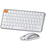 ProtoArc Backlit Compact Bluetooth Keyboard and Mouse for Mac, KM90-A Multi-Device Wireless Keyboard Mouse for Mac, Quiet and Rechargeable, for MacBook Pro/Air, iPad - White Silver