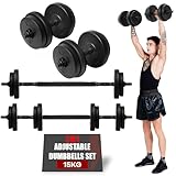 Gallant Adjustable Dumbbells Set 15KG, Non Slip Grip Weights Dumbbells Set Women and Men, Home Gym Equipment for Weight Lifting and Bodybuilding - Barbell Weights Set for Strength Training