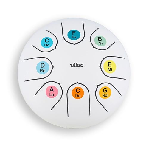 Miniatura 2 de Vilac Tongue Drum-Instrumento de percusión de metal en Sonido Zen, concedido en Do Mayor con Una Octava, ideal para iniciar a los niños a la Música. Incluye partituras y ficha explicativa, 8379