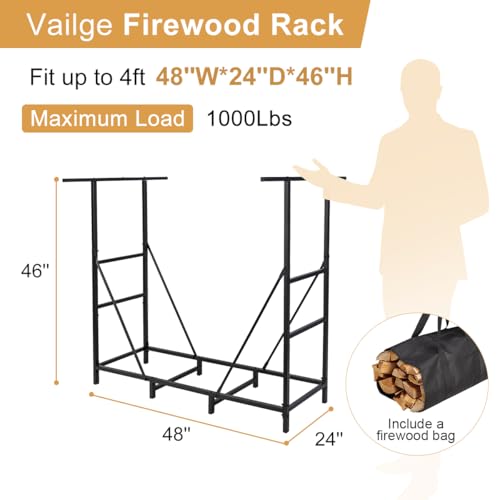 40% Off Vailge 4FT Firewood Rack with Waterproof Carrier Bag - Image 3