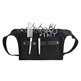 VOCOSTE Hairdresser Scissor Bag, Barber Canvas Waist Pouch, Professional Hairdressing Tools Storage Holsters with Waist Belt, Leopard Black