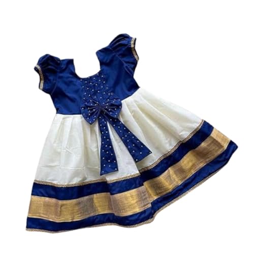 Angel f Studio Baby-Girl's Cotton Silk Fit and Flare Midi pattu Pavadai for Kids