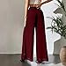 FlekmanArt Womens High Waist Wide Leg Pants Chiffon Palazzo Long Trousers Loose Fit Flowy Lightweight Fashion Outfits Clothes（Wine-1,M）
