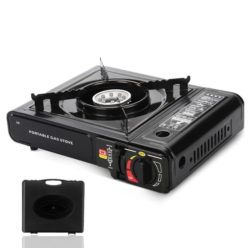 Hornillo de Ga-s Portátil, Hornillo de Camping Portátil con Maletín de Transporte, Estufa de Camping de 2900W, Estufa de Butano, Cocina de Exterior para Excursiones y Camping