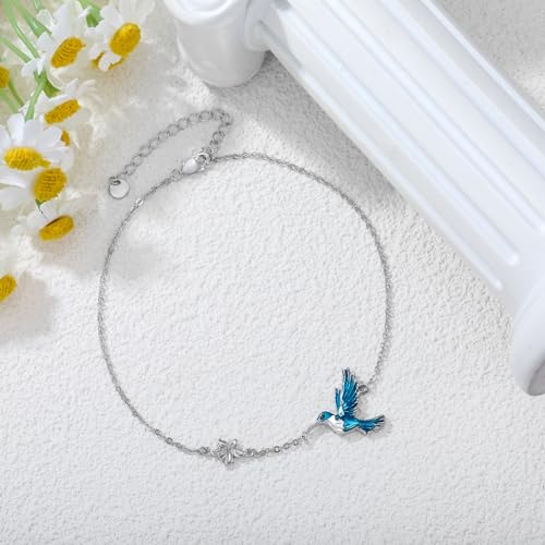 Image of 925 Sterling Silver Anklet Foot Bracelet with Crystal from Austria, Anklet Jewelry Gifts for Women 11 Inch Adjustable