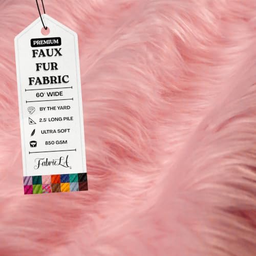 Image of FabricLA Faux Fur Fabric by The Yard - Artificial Craft Fur - 36 inch X 60 inch Inch Wide - Fur Fabric for Craft Supply, DIY Furry Plush Projects, Sewing, Decoration, Upholstery, Baby Pink, 1 Yard