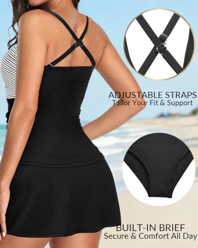 Image of Talisea Womens Tankini Bathing Suits with Skirt Two Piece Tummy Control Swimsuits Ladies Swimwear