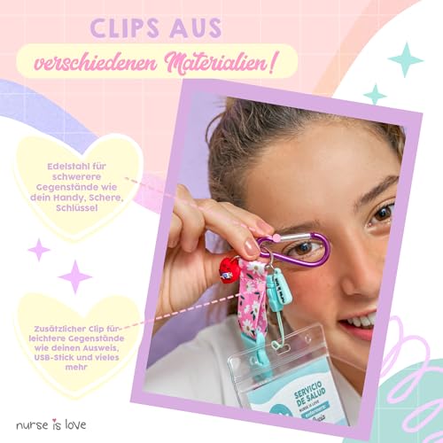 Nurse is Love - Schlüsselband Krankenschwester, Lanyards Zum Umhängen Schere, Umhängeband Schlüssel, Ausweishalter - mit Clip Und Karabiner, Schönes Kartenhalter Nurse Accessories