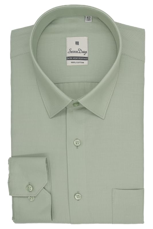 Image of 7-DAYS Men's Premium Formal Shirt - 100% Pure Cotton, Regular Fit, Plain, Full Sleeves, with Pocket - Perfect for Office Wear & Under Suits