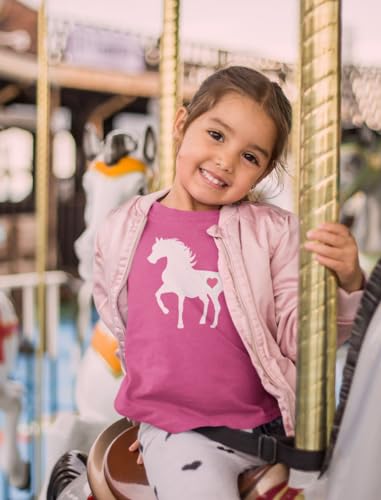 Tstars Horse with Heart Shirt Horseback Riding Horses Kids Girls Fitted T-Shirt2