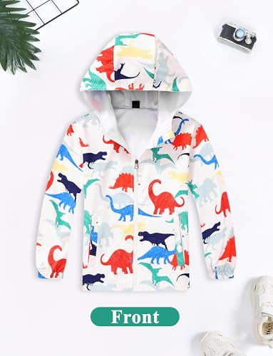 Happy Cherry Waterproof Raincoats Windbreaker Dinosaur Kids Jacket Boys Girls Outdoor (4-12Y)3