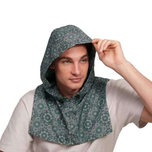 Kapuche Waterproof Hood - Hats for Women & Men Raincoats Coats Outdoor Jackets Unisex (Green Moroccan Tile)