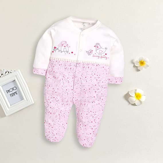 Image of BABY GO 0-3M /3-6M Full Sleeve 100% Soft Cotton Romper /jumpsuit /Sleepsuit /Nightsuit /Infant Wear /Clothes for New Born Baby Girls
