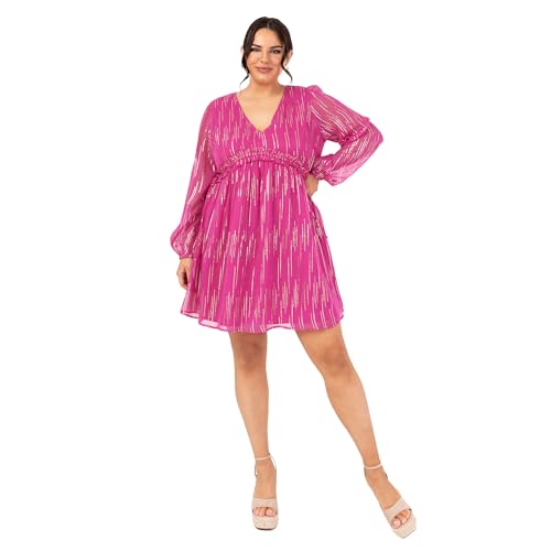 Robe mini en mousseline à manches ballon et col V pour femme
