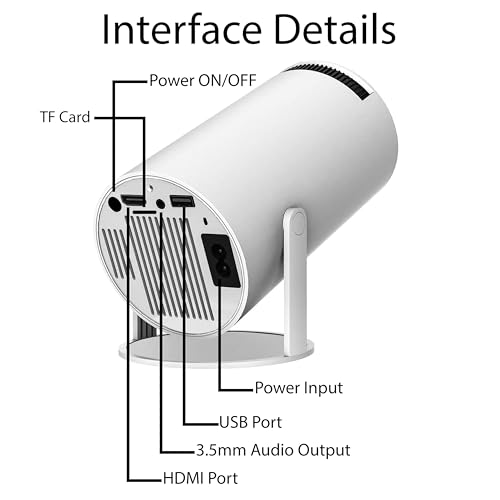 Toshionics 4K Smart HD Projector with Android, 120 ANSI Lumens, 180°, WiFi & Bluetooth, 130" Display, Dual 2.4G Wireless Bluetooth Controllers, 10k+ Video Games, HDMI, 360° Sound Experience (HY310)